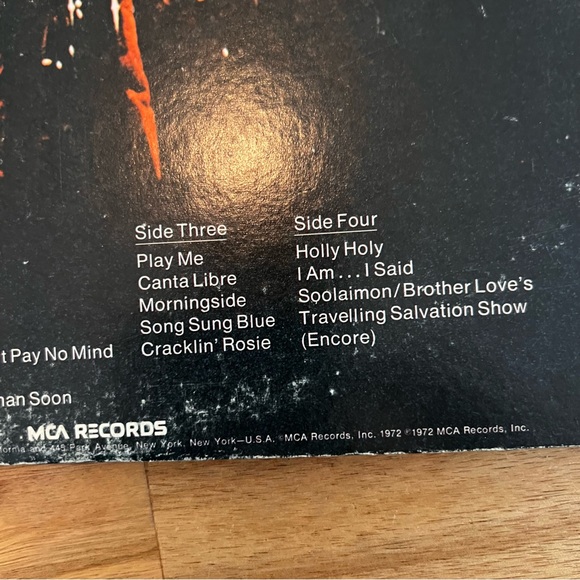 Neil Diamond "Hot August Night" 2 X vinyl LP MCA Records MCA 2-8000 1972 - Picture 4 of 6